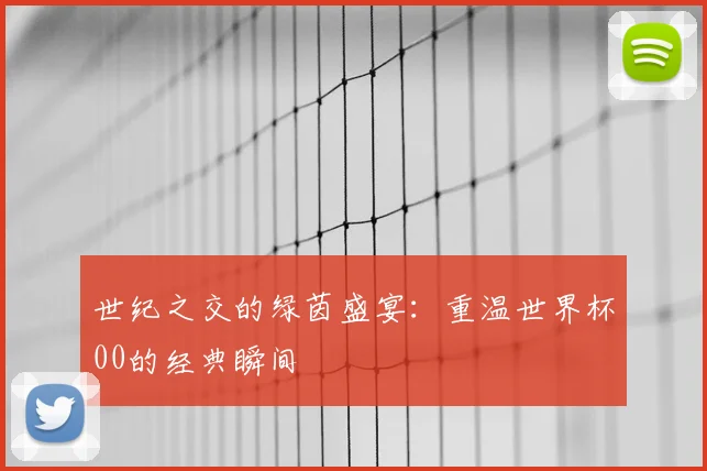 世纪之交的绿茵盛宴:重温世界杯00的经典瞬间